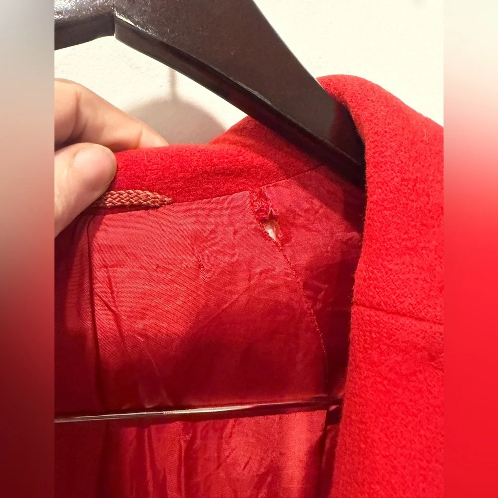 Vintage 60s Red Women's Double-Breasted wool Peacoat Jacket - Picture 17 of 17